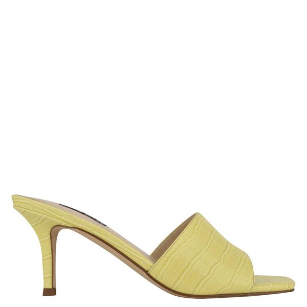Nine West Donna Heeled Yellow Slides | South Africa 79Z92-3N88